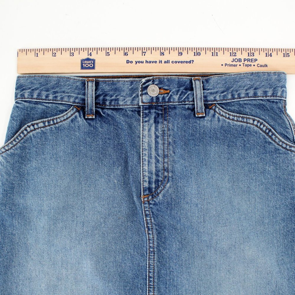 Vintage GAP Denim Skirt Light Wash Raw Hem Western Stitch 100% Cotton No Stretch - Picture 9 of 11